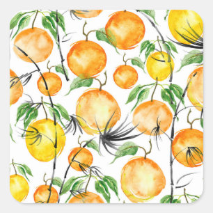 Bamboo watercolor: jungle seamless pattern. square sticker