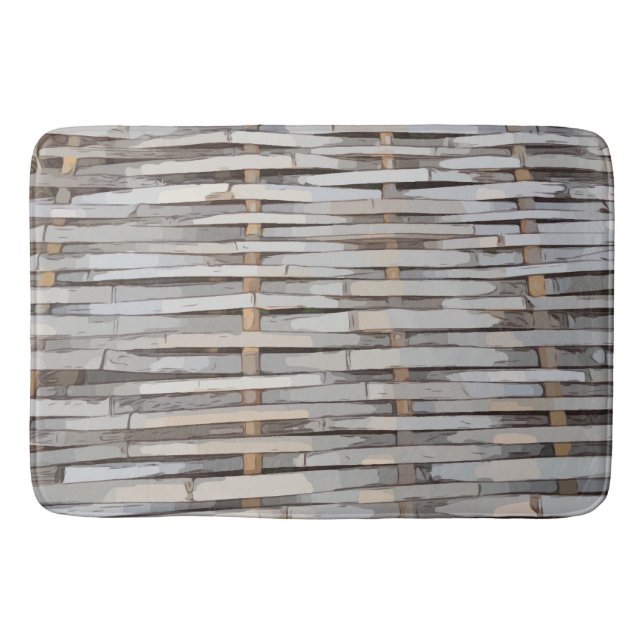 Bamboo weave basket work background bath mat (Front)