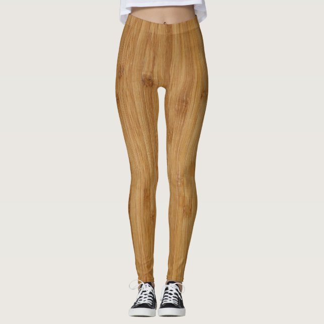Bamboo Wood Texture Look Leggings (Front)