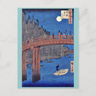Bamboo yards, Kyobashi by Ando, Hiroshige Ukiyoe Postcard