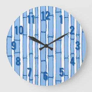 Bambooey Bamboo Stripe in Blue Porcelain Large Clock