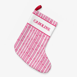 Bambooey Bamboo Stripe in Pink Personalized Small Christmas Stocking