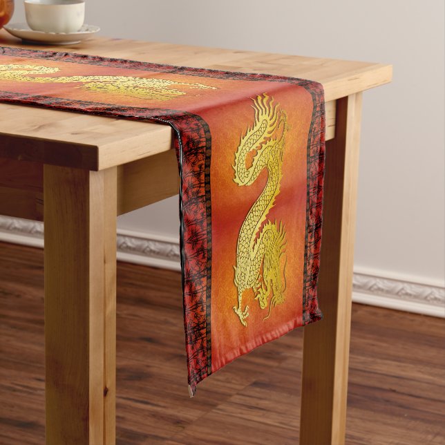 Bamboos Silhouette Chinese New Year Dragon TRun Short Table Runner (In Situ)