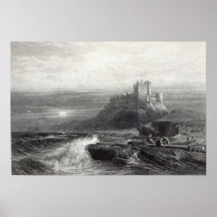 Bamborough Castle, engraved by S. Bradshaw Poster