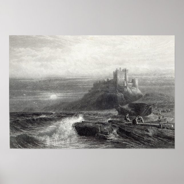 Bamborough Castle, engraved by S. Bradshaw Poster (Front)