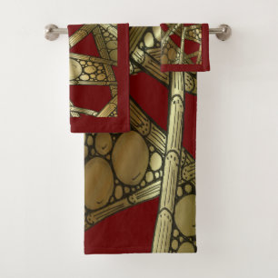 Bambou et bulles Abstraits Maroon Noir & Or