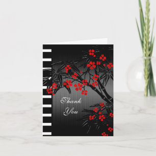 Bambou noir de fleurs rouges d'Asie carte de remer