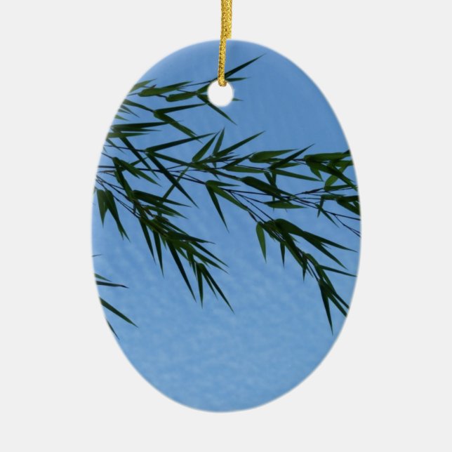 bambou sur ciel de nuages ceramic ornament (Front)