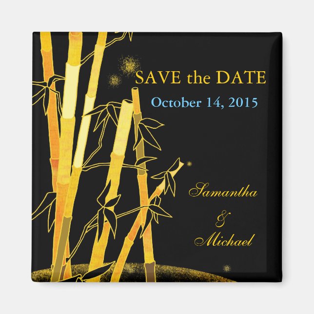 Bambous d'or : Sauvez la date Mariage Magnets (Devant)