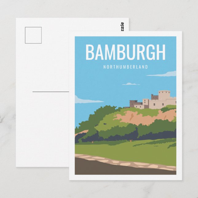 Bamburg Northumberland Travel Place Illustration Postcard (Front/Back)