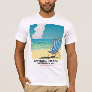 Bamburgh Beach Northumberland train poster T-Shirt