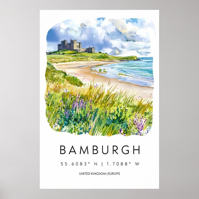 Bamburgh Watercolor 2 Poster (Front)