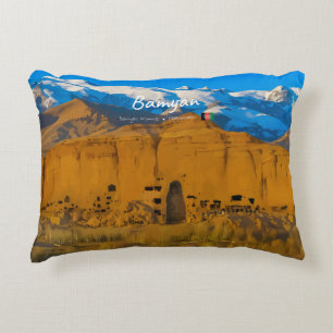 Bamyan, Afghanistan - Buddha Cliff Valley Accent Pillow