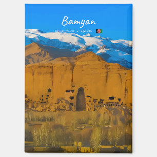 Bamyan, Afghanistan - Buddha Cliff Valley Flat Magnet
