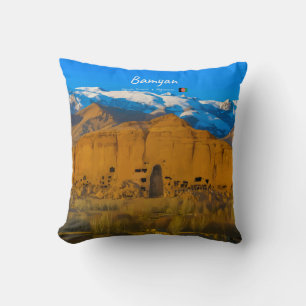 Bamyan, Afghanistan - Buddha Cliff Valley Throw Pillow