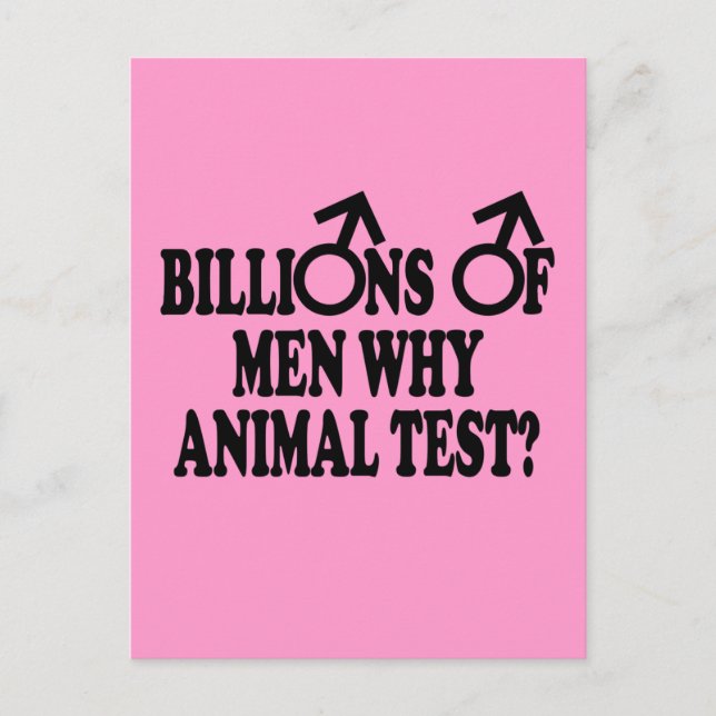 Ban animal testing funny slogan postcard (Front)