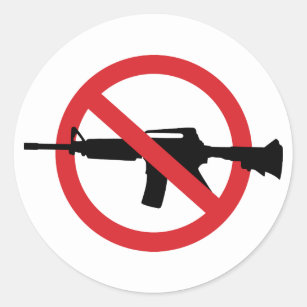Ban Assault Rifles - No Symbol Red Line Classic Round Sticker