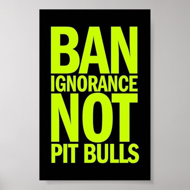 BAN IGNORANCE NOT PIT BULLS DOGS CAUSES SHOUTOUTS POSTER (Front)