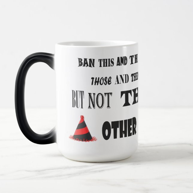 Ban the bonker jokes laughs and complaints message magic mug (Left)