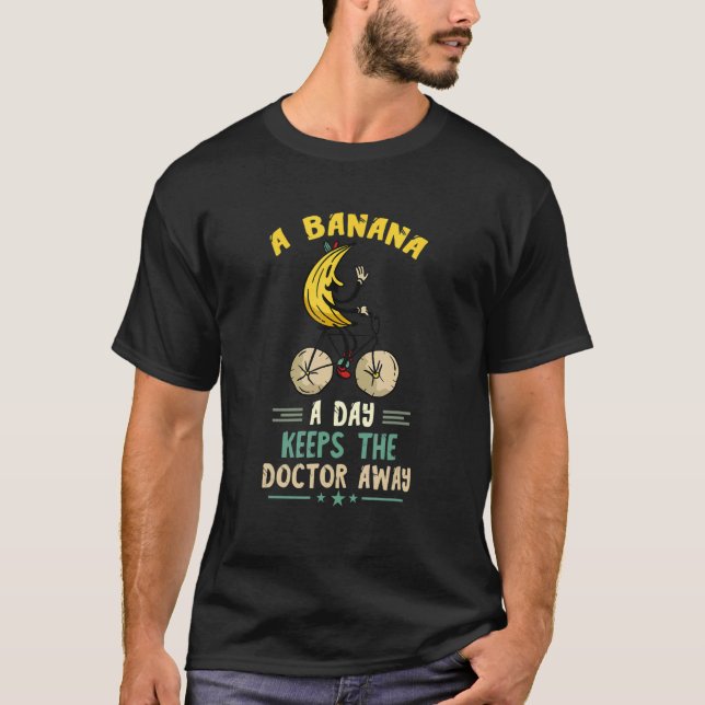 Banana A Day Bike Cycling Banana Vegetarians Vegan T-Shirt (Front)