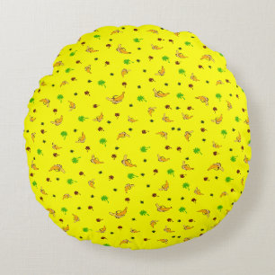 Banana and palms pattern round pillow