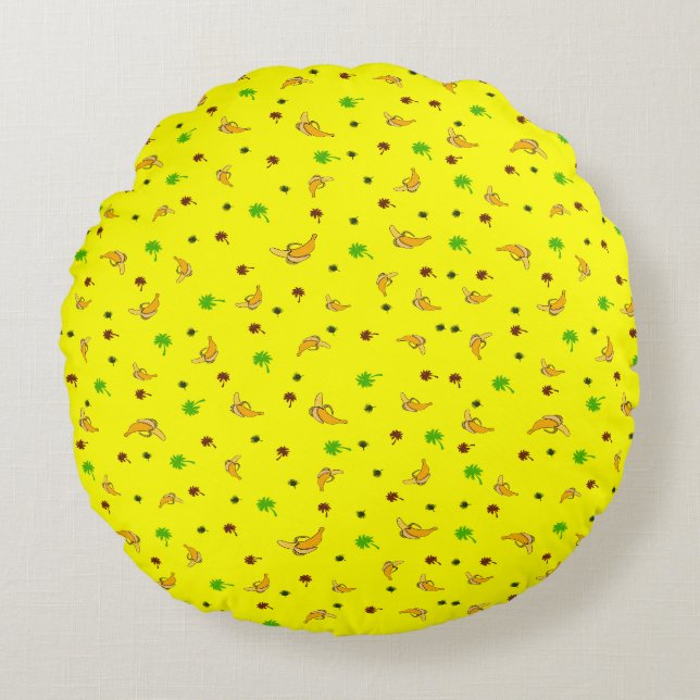 Banana and palms pattern round pillow (Front)