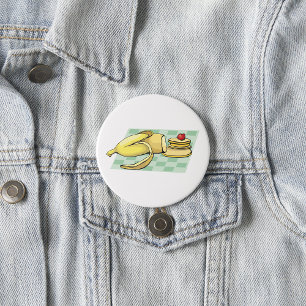 Banana and Pancakes Breakfast Fun Food  3 Inch Round Button