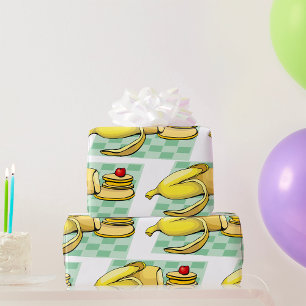 Banana and Pancakes Breakfast Fun Food  Wrapping Paper