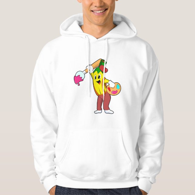 Banana as Painter with Paint brush Hoodie (Front)