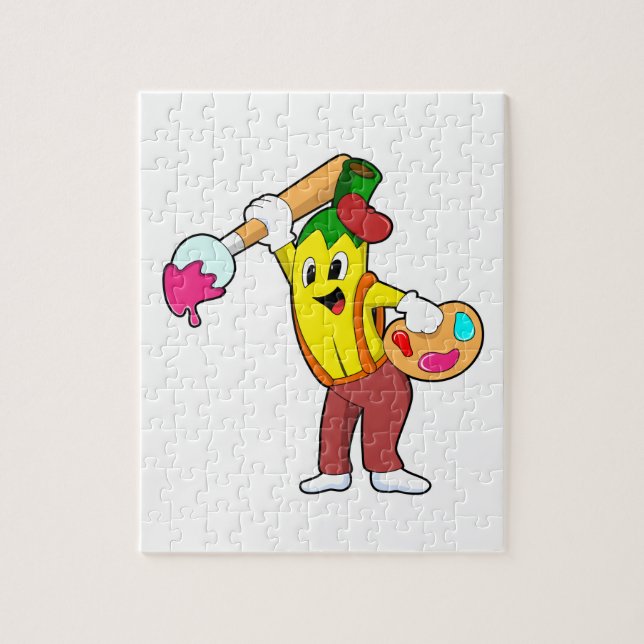 Banana as Painter with Paint brush Jigsaw Puzzle (Vertical)