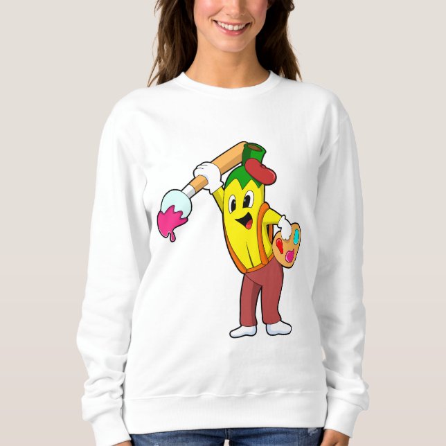 Banana as Painter with Paint brush Sweatshirt (Front)