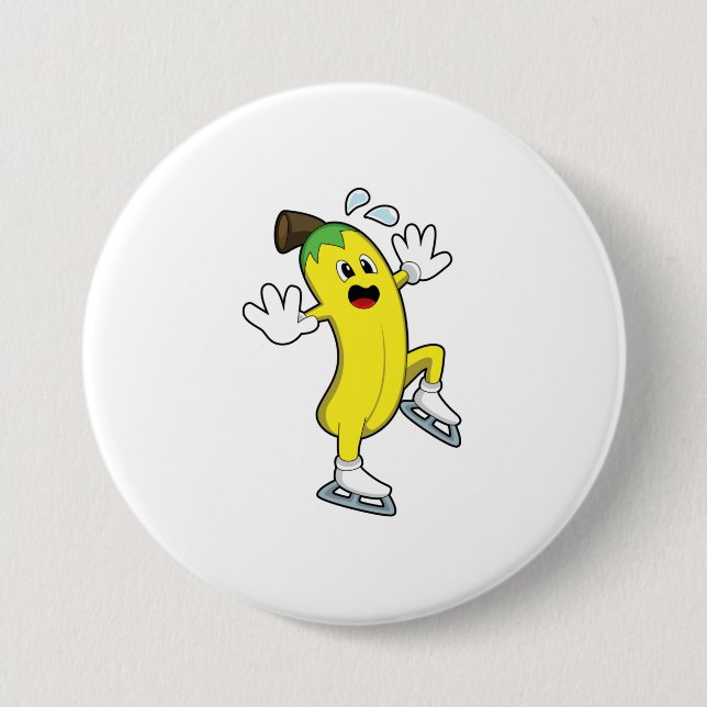 Banana at Ice skating with Ice skates.PNG 3 Inch Round Button (Front)