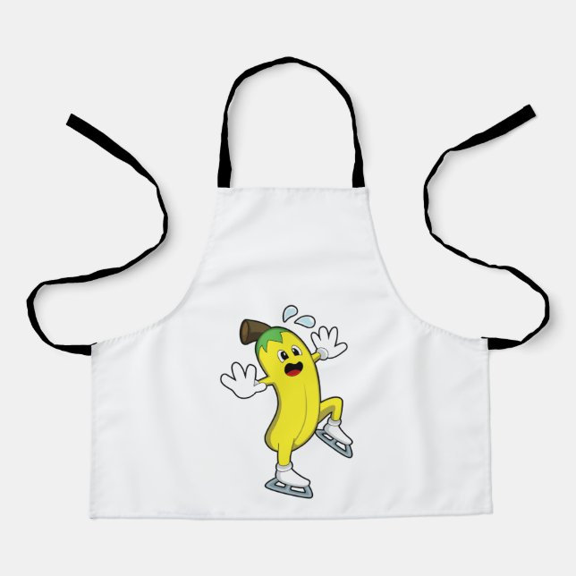 Banana at Ice skating with Ice skates.PNG Apron (Front)