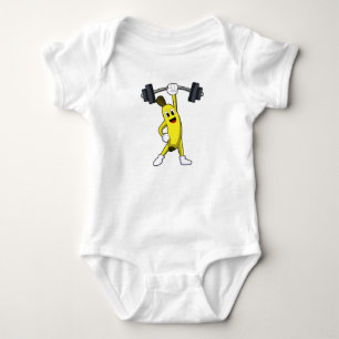 Banana at Strength training with Barbell Baby Bodysuit