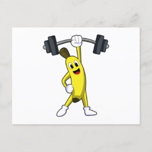 Banana at Strength training with Barbell Postcard
