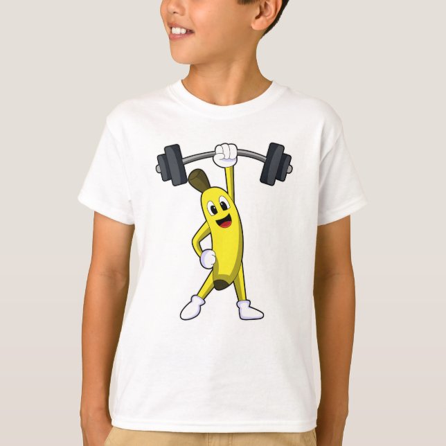 Banana at Strength training with Barbell T-Shirt (Front)