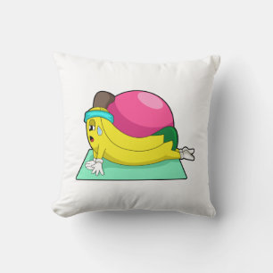 Banana at Yoga Fitness Throw Pillow