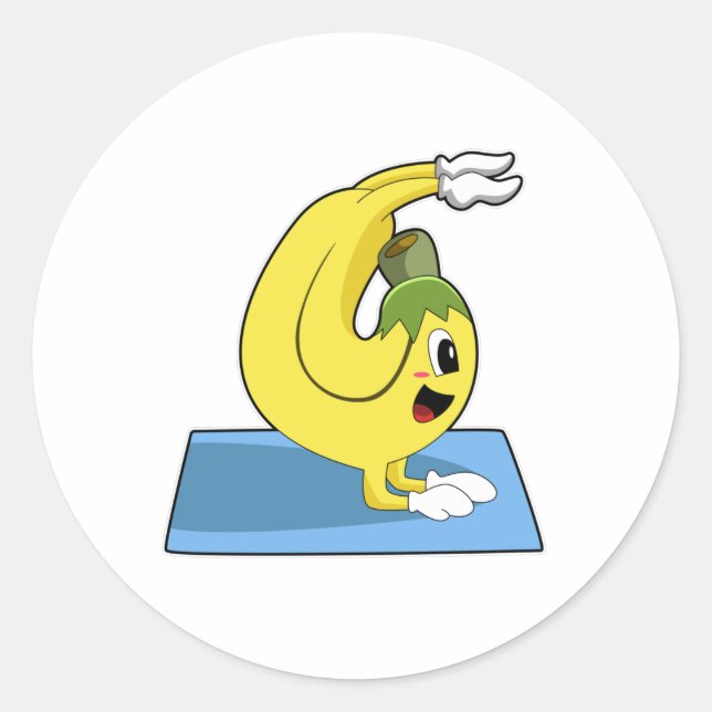Banana at Yoga on Yoga mat Classic Round Sticker (Front)