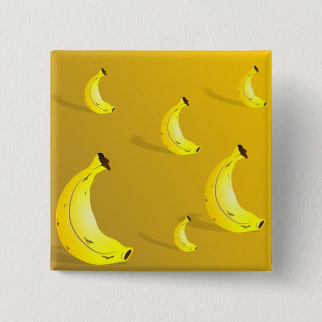 Banana Background 2 Inch Square Button (Front)