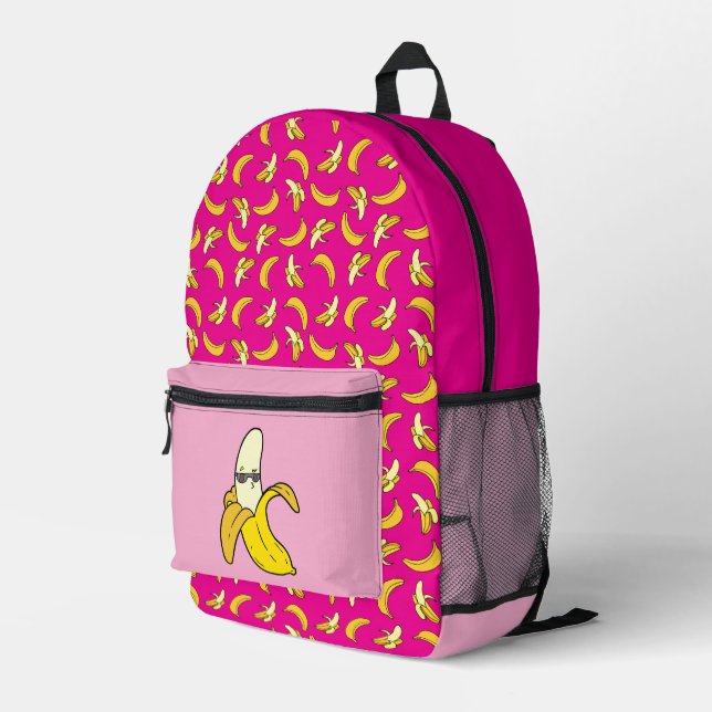 Banana Backpack Hot Pink Summer Bag (Back Corner Right)