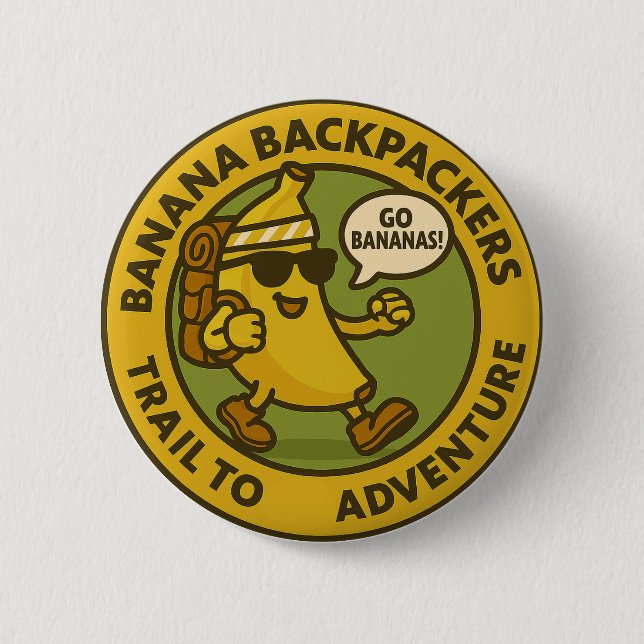 Banana Backpackers Trail To Adventure 2 Inch Round Button (Front)