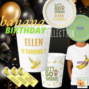 banana birthday party EDITABLE bananas CUTE Paper Cups