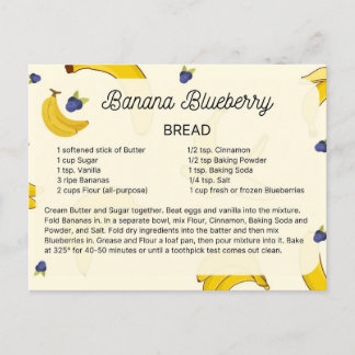 Banana Blue Berry Bread Recipe Postcard