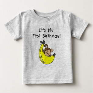 Banana - Boy Monkey 1st Birthday Baby T-Shirt