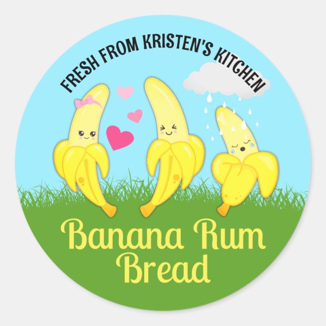 Banana bread from the kitchen of personalized classic round sticker (Front)