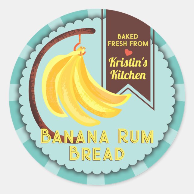 Banana bread home canning from the kitchen of classic round sticker (Front)