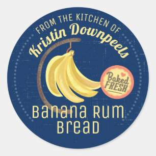 Banana bread home canning from the kitchen of classic round sticker