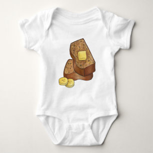 Banana Bread Loaf Slice Butter Baker Baking Food Baby Bodysuit