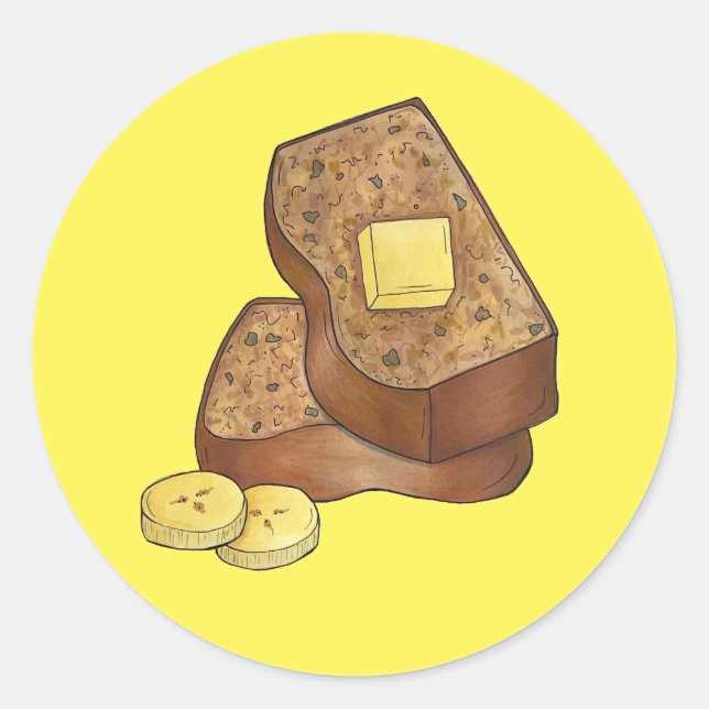 Banana Bread Loaf Slice Butter Baker Baking Food Classic Round Sticker (Front)
