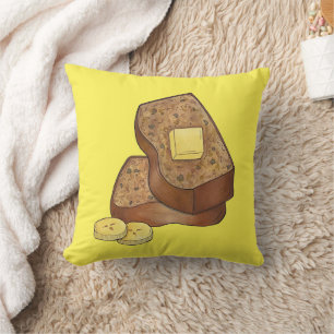 Banana Bread Loaf Slice Butter Baker Baking Food Throw Pillow